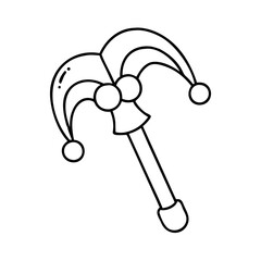 jester wand icon, jester wand line art - simple line art of jester wand, perfect for jester wand logos and icons