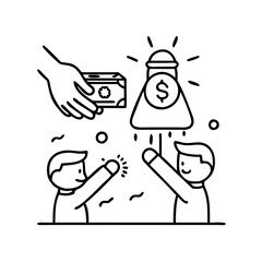 kids receiving eidiya money icon, kids receiving eidiya money line art - simple line art of kids receiving eidiya money, perfect for kids receiving eidiya money logos and icons