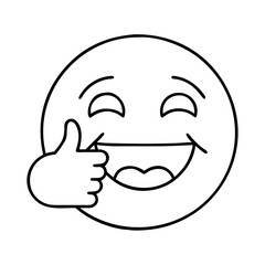 laughing emoji with thumbs up icon, laughing emoji with thumbs up line art - simple line art of laughing emoji with thumbs up, perfect for laughing emoji with thumbs up logos and icons