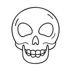 laughing skull icon, laughing skull line art - simple line art of laughing skull, perfect for laughing skull logos and icons