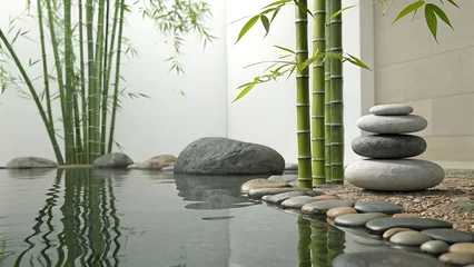Poster zen garden with bamboo and stones