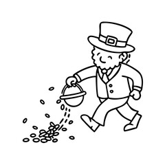 leprechaun gold coin trail icon, leprechaun gold coin trail line art - simple line art of leprechaun gold coin trail, perfect for leprechaun gold coin trail logos and icons