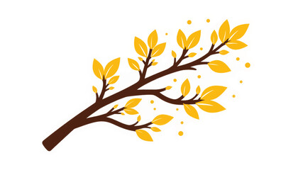 Stylized tree branch covered in pollen, minimalistic design concept