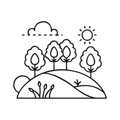 meadow icon, meadow line art - simple line art of meadow, perfect for meadow logos and icons
