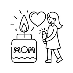 mom s favorite candle icon, mom s favorite candle line art - simple line art of mom s favorite candle, perfect for mom s favorite candle logos and icons