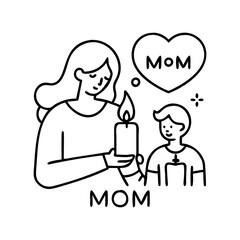 mom s favorite candle icon, mom s favorite candle line art - simple line art of mom s favorite candle, perfect for mom s favorite candle logos and icons