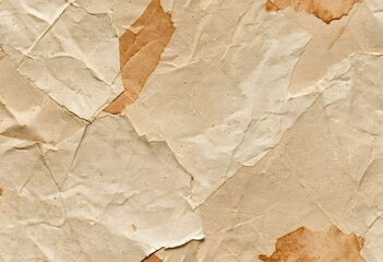 Close-up of Damaged and Stained Beige Paper Fragments