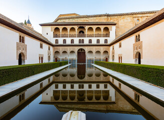 Fototapeta premium Court of Myrtles in Nasrid palace of Alhambra, Granada, Spain