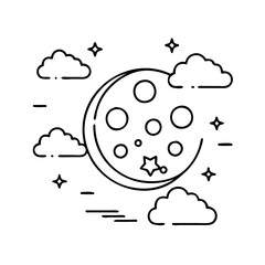 moon sighting icon, moon sighting line art - simple line art of moon sighting, perfect for moon sighting logos and icons