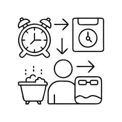 morning routine icon, morning routine line art - simple line art of morning routine, perfect for morning routine logos and icons