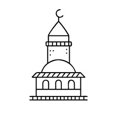 mosque minaret icon, mosque minaret line art - simple line art of mosque minaret, perfect for mosque minaret logos and icons