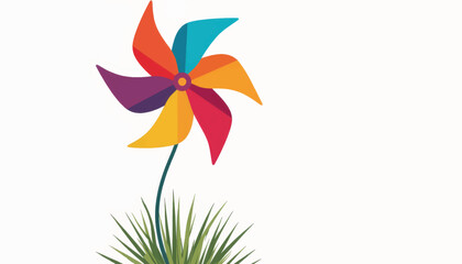 Colorful pinwheel spinning in a gentle breeze, playful design