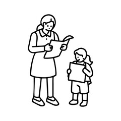 mother and child drawing icon, mother and child drawing line art - simple line art of mother and child drawing, perfect for mother and child drawing logos and icons