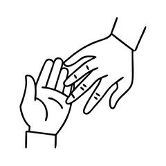 mother and daughter s hands icon, mother and daughter s hands line art - simple line art of mother and daughter s hands, perfect for mother and daughter s hands logos and icons