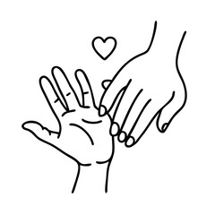 mother and daughter s hands icon, mother and daughter s hands line art - simple line art of mother and daughter s hands, perfect for mother and daughter s hands logos and icons