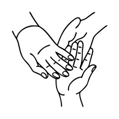 mother and daughter s hands icon, mother and daughter s hands line art - simple line art of mother and daughter s hands, perfect for mother and daughter s hands logos and icons