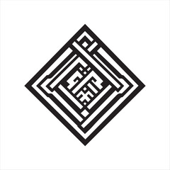 Abstract Geometric Maze Pattern – Modern Minimalist Line Art Symbol
