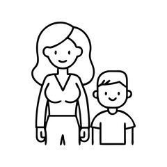 mother and son icon, mother and son line art - simple line art of mother and son, perfect for mother and son logos and icons