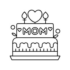 mother s day cake icon, mother s day cake line art - simple line art of mother s day cake, perfect for mother s day cake logos and icons