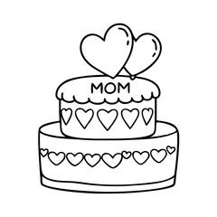 mother s day cake icon, mother s day cake line art - simple line art of mother s day cake, perfect for mother s day cake logos and icons