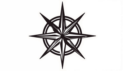 Geometric compass rose illustration with sharp details, navigational concept