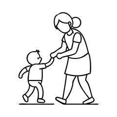mother with toddler icon, mother with toddler line art - simple line art of mother with toddler, perfect for mother with toddler logos and icons