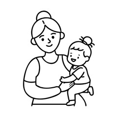 mother with toddler icon, mother with toddler line art - simple line art of mother with toddler, perfect for mother with toddler logos and icons