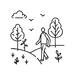 nature walk icon, nature walk line art - simple line art of nature walk, perfect for nature walk logos and icons