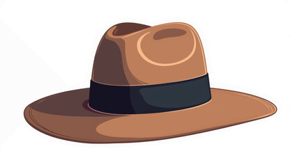 Fototapeta premium Classic wide-brimmed hat illustration with geometric patterns, elegance