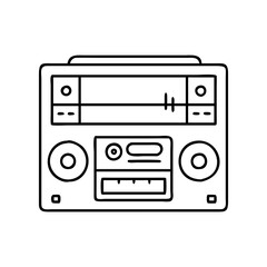 old school cassette tape deck icon, old school cassette tape deck line art - simple line art of old school cassette tape deck, perfect for old school cassette tape deck logos and icons