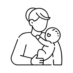 parent holding baby icon, parent holding baby line art - simple line art of parent holding baby, perfect for parent holding baby logos and icons