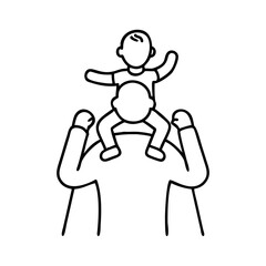 parent holding child on shoulders icon, parent holding child on shoulders line art - simple line art of parent holding child on shoulders, perfect for parent holding child on shoulders logos and icons