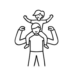 parent holding child on shoulders icon, parent holding child on shoulders line art - simple line art of parent holding child on shoulders, perfect for parent holding child on shoulders logos and icons