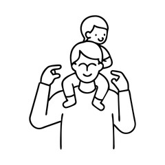 parent holding child on shoulders icon, parent holding child on shoulders line art - simple line art of parent holding child on shoulders, perfect for parent holding child on shoulders logos and icons