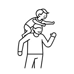 parent holding child on shoulders icon, parent holding child on shoulders line art - simple line art of parent holding child on shoulders, perfect for parent holding child on shoulders logos and icons