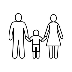 parents holding hands with child icon, parents holding hands with child line art - simple line art of parents holding hands with child, perfect for parents holding hands with child logos and icons