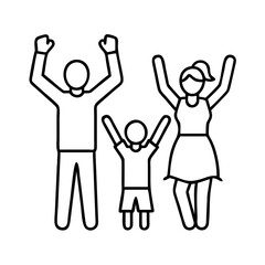Fototapeta premium parents cheering kids icon, parents cheering kids line art - simple line art of parents cheering kids, perfect for parents cheering kids logos and icons