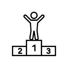 Winner celebrating on first podium with runner-up placements 