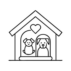 pet shelter icon, pet shelter line art - simple line art of pet shelter, perfect for pet shelter logos and icons