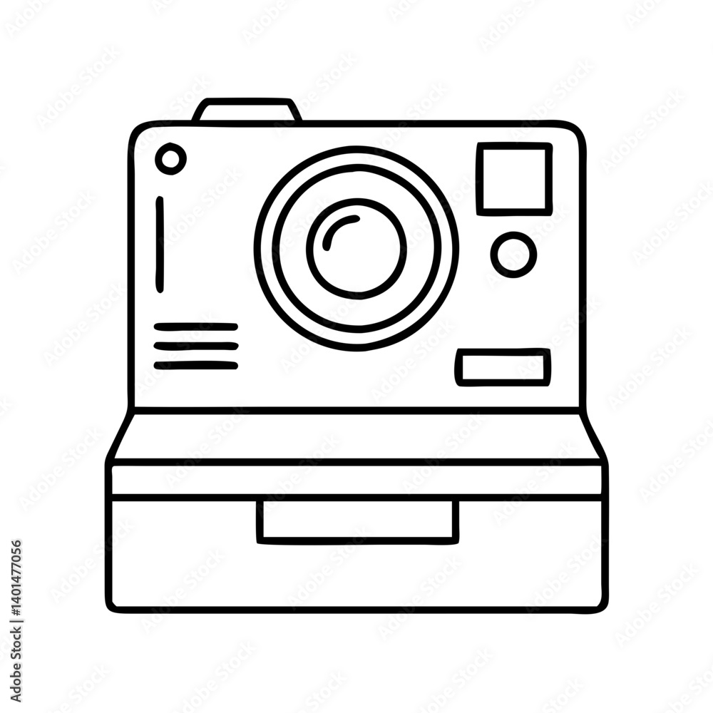 Poster polaroid camera icon, polaroid camera line art - simple line art of polaroid camera, perfect for pol