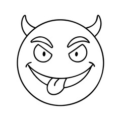 playful devil emoji icon, playful devil emoji line art - simple line art of playful devil emoji, perfect for playful devil emoji logos and icons