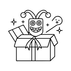 prank gift box icon, prank gift box line art - simple line art of prank gift box, perfect for prank gift box logos and icons