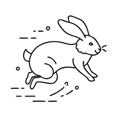 rabbit hopping icon, rabbit hopping line art - simple line art of rabbit hopping, perfect for rabbit hopping logos and icons