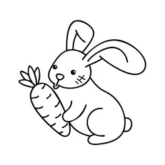 rabbit with carrot icon, rabbit with carrot line art - simple line art of rabbit with carrot, perfect for rabbit with carrot logos and icons
