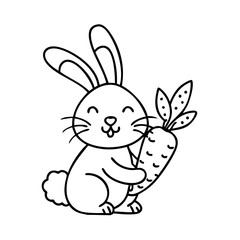rabbit with carrot icon, rabbit with carrot line art - simple line art of rabbit with carrot, perfect for rabbit with carrot logos and icons