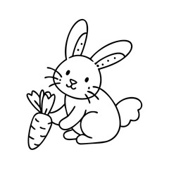 rabbit with carrot icon, rabbit with carrot line art - simple line art of rabbit with carrot, perfect for rabbit with carrot logos and icons