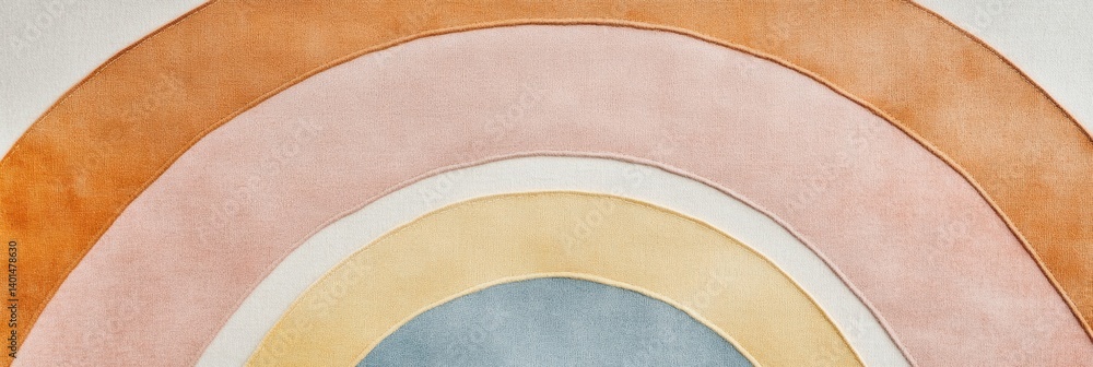 Aufkleber Soft pastel rainbow design with neutral arcs featuring a felt texture, emphasizing a clean and minimal style for modern decor