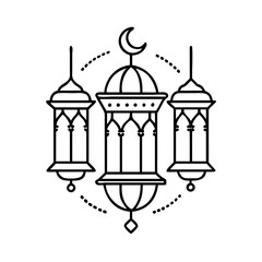 ramadan lanterns icon, ramadan lanterns line art - simple line art of ramadan lanterns, perfect for ramadan lanterns logos and icons