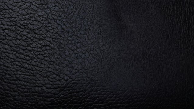 Realistic Black Leather Texture Background – Luxury Material with Fine Pores & Highlights 