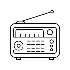 retro radio icon, retro radio line art - simple line art of retro radio, perfect for retro radio logos and icons